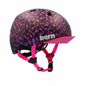 Bern Nina DVRT Kids Helmet - Matte Purple Leopard