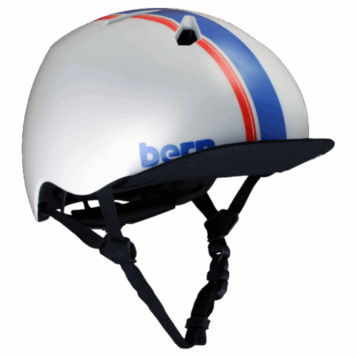 Bern Nino DVRT Youth Helmet – Satin White Racing Stripe
