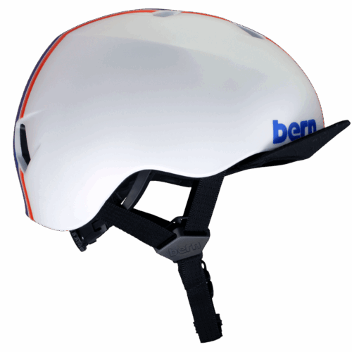 Bern Nino DVRT Youth Helmet – Satin White Racing Stripe