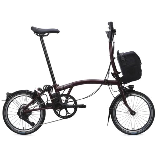 Brompton Electric C Line 4-Speed Folding Bike 2026 in Red Plum