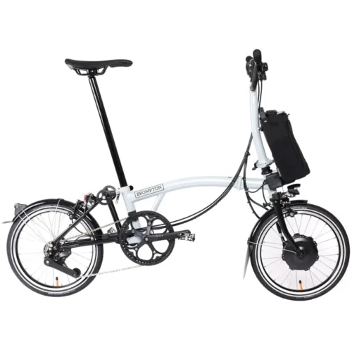 Brompton Electric P Line Explore 12 Speed Folding Bike 2025 in Lunar Ice