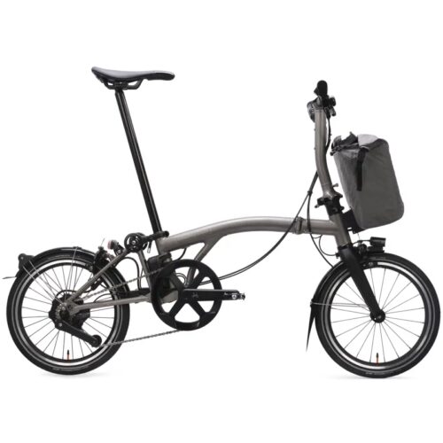 Brompton Electric T Line 4-Speed Folding Bike 2026 in Blasted Titanium