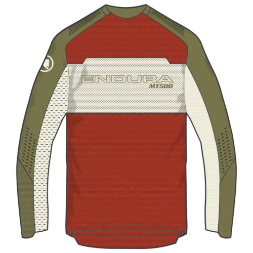 Endura MT500 Burner Lite Long Sleeve Jersey in Brick Red