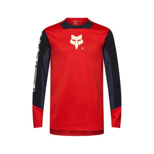 Fox clothing DEFEND elevated Long Sleeve JERSEY in FLuro RED